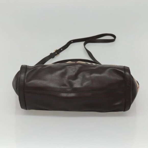 BURBERRY Nova Check Hand Bag PVC Leather 2way Beige Brown Auth 117724 - Picture 10 of 16